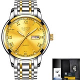 Stainless Steel Gold Watch Men's